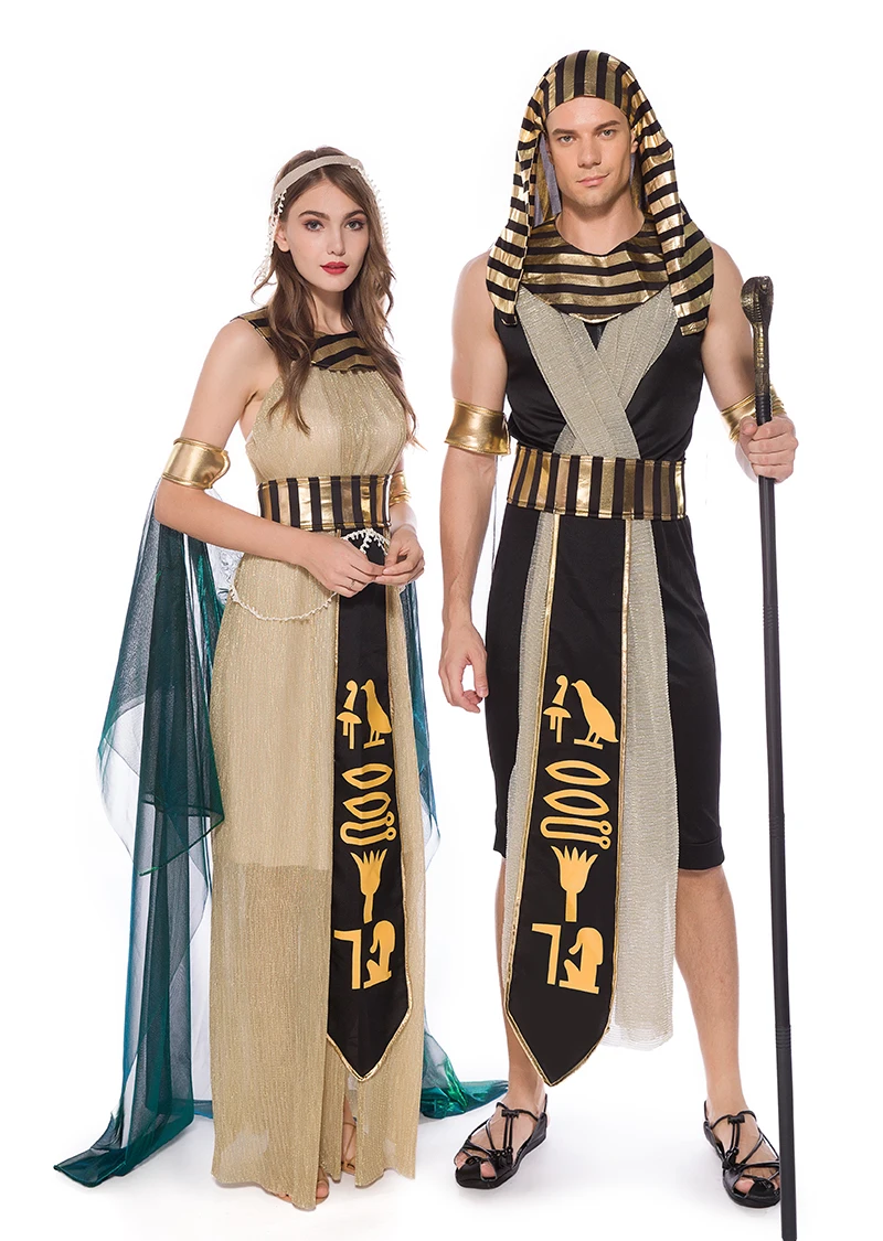 Kostium na Halloween Starożytna Królowa Faraon Szata Strój Księcia Bogi Kostium dla Pary Długa Szata Książę Egipski Bog