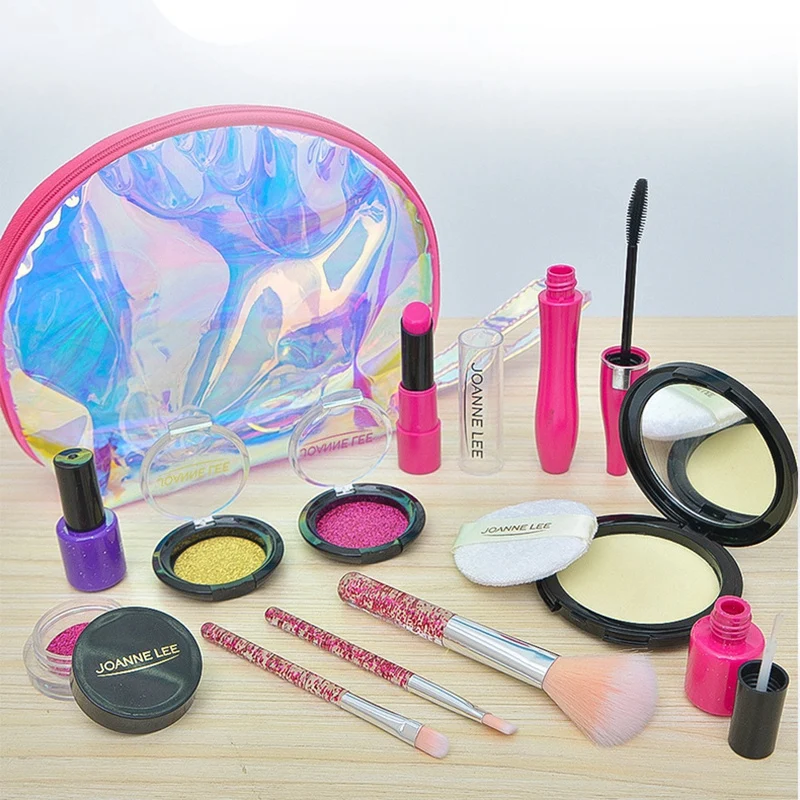 Kids Pretend Makeup Play Set Simulation Cosmetics Bag Girls Makeup Toys Children Role Play Game Beauty Accessories