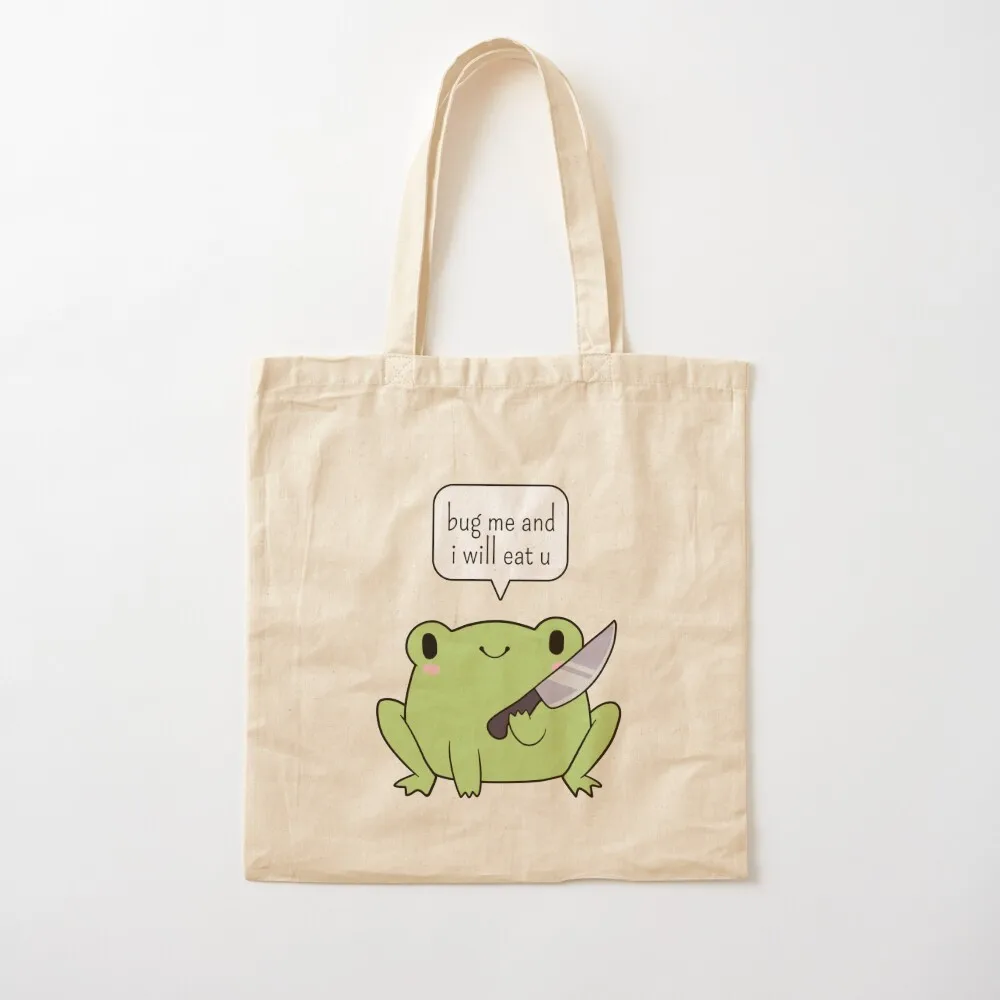 

Cute Frog With A Knife Tote Bag bag luxury women free delivery bags handbag Cloth bag Canvas Tote