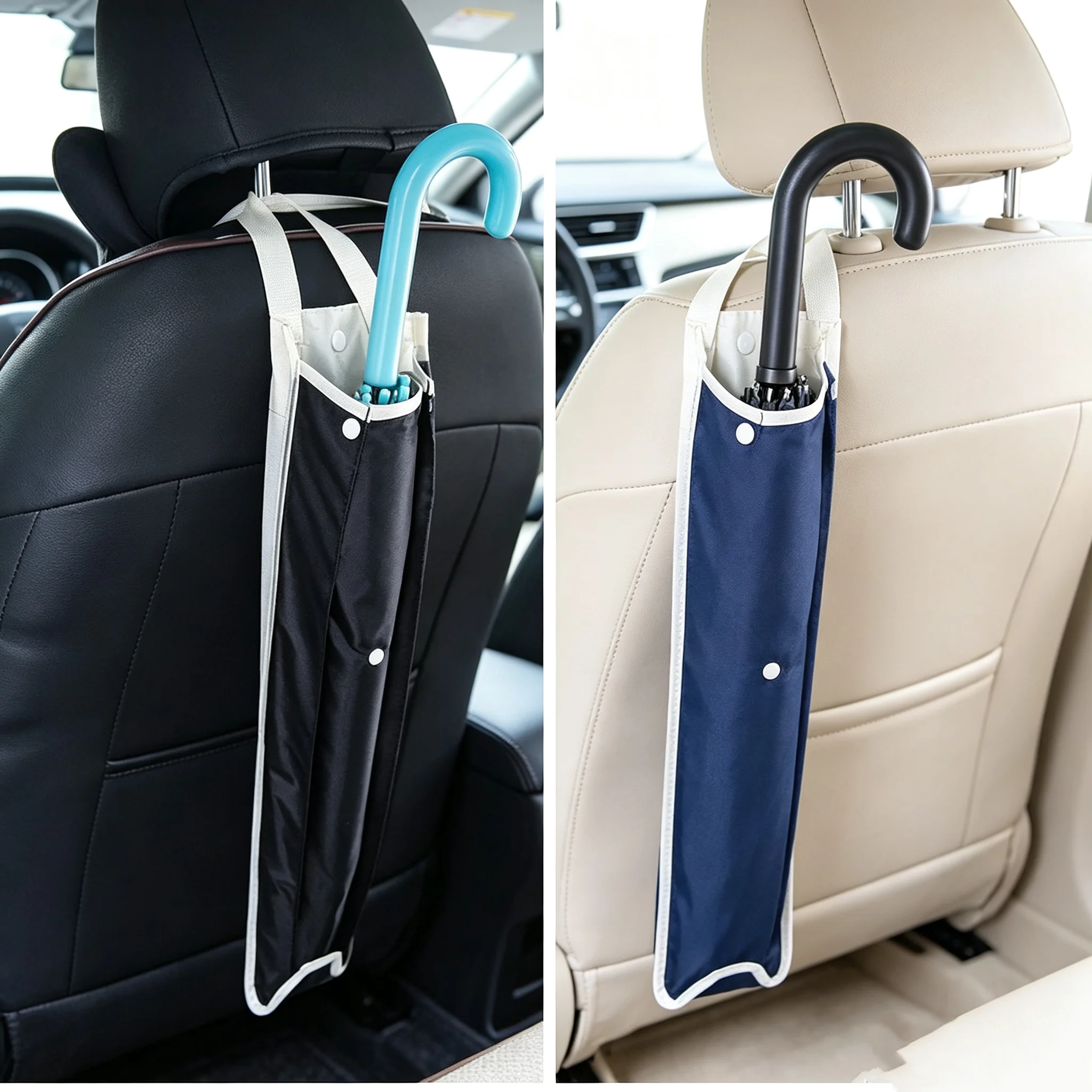 2/1 Piece Random Color Car Storage Umbrella Holder, Car Seat Back Hanging Bag, Car Storage Bag Organizer, Foldable Hanging Car Umbrella Bag, Use This Hanging Umbrella Storage Bag to Keep Your Car Clean and Dry