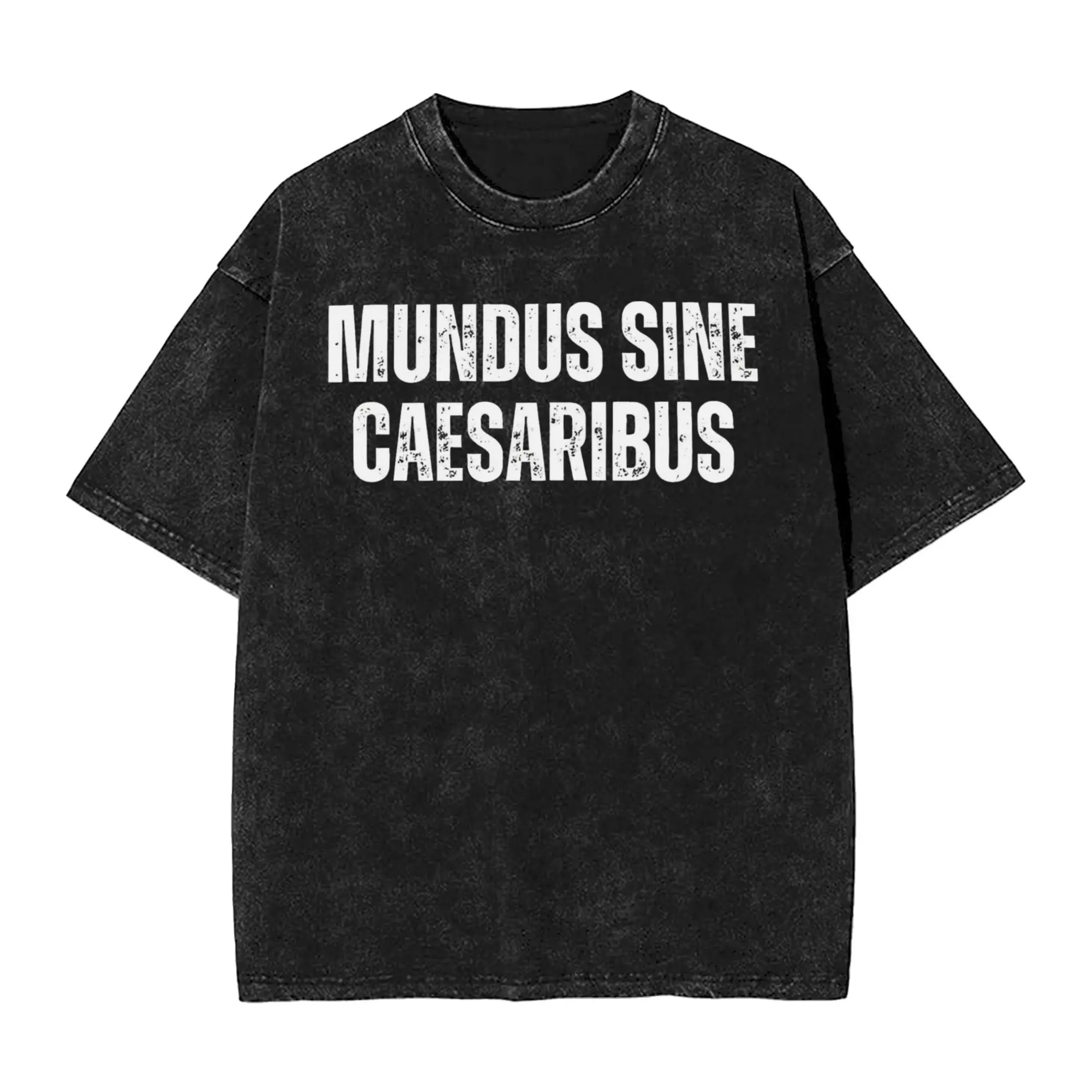 

Oversized Washed T-Shirt Mundus Sine Caesaribus Latin Quote Simple T Shirt Fashion Tee Shirt for Couple Summer Y2K Design Tops