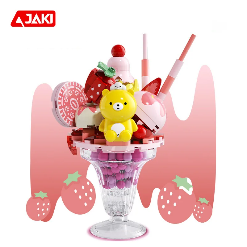 JAKI-taza de té mate con bloques de construcción para niños, Serie de alimentos, David Bear, Berry Jam, postre, chocolate, juguete de regalo