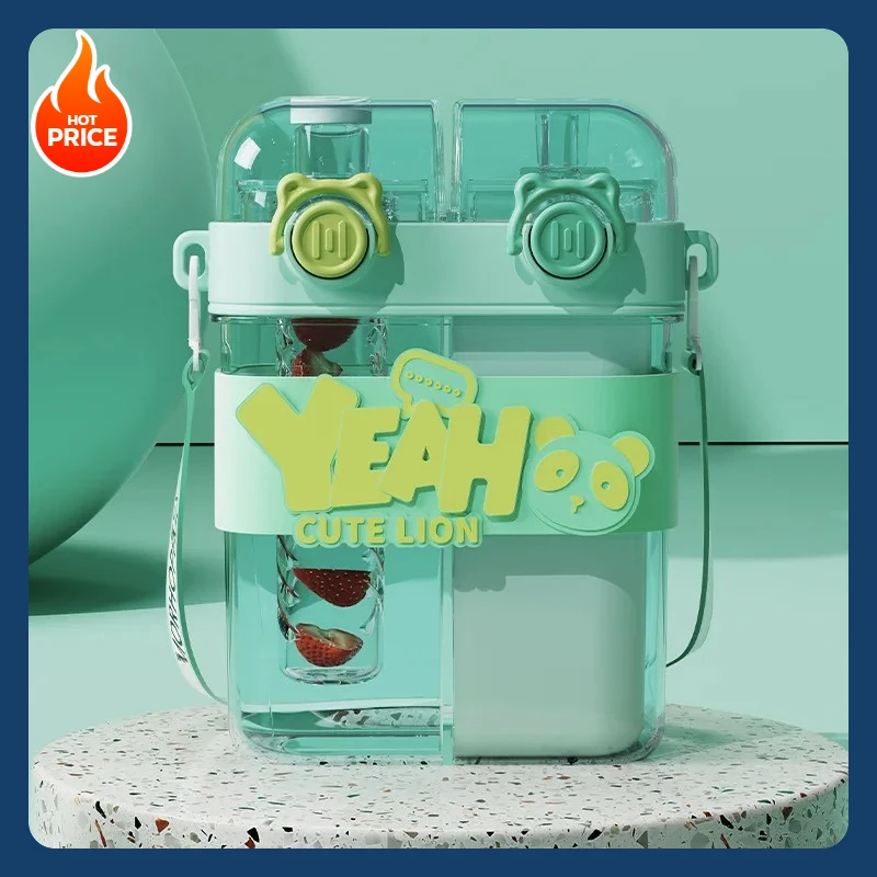 

Бестселлер: Детская пластиковая бутылка для воды с двумя носиками и соломинкой, большой емкости, с мультяшным дизайном, спортивная бутылка для питья