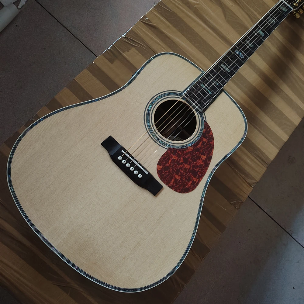 

High quality MD-45 in stock with EQ acoustic acoustic guitar, red pearl guard, cow bone nut, fast delivery