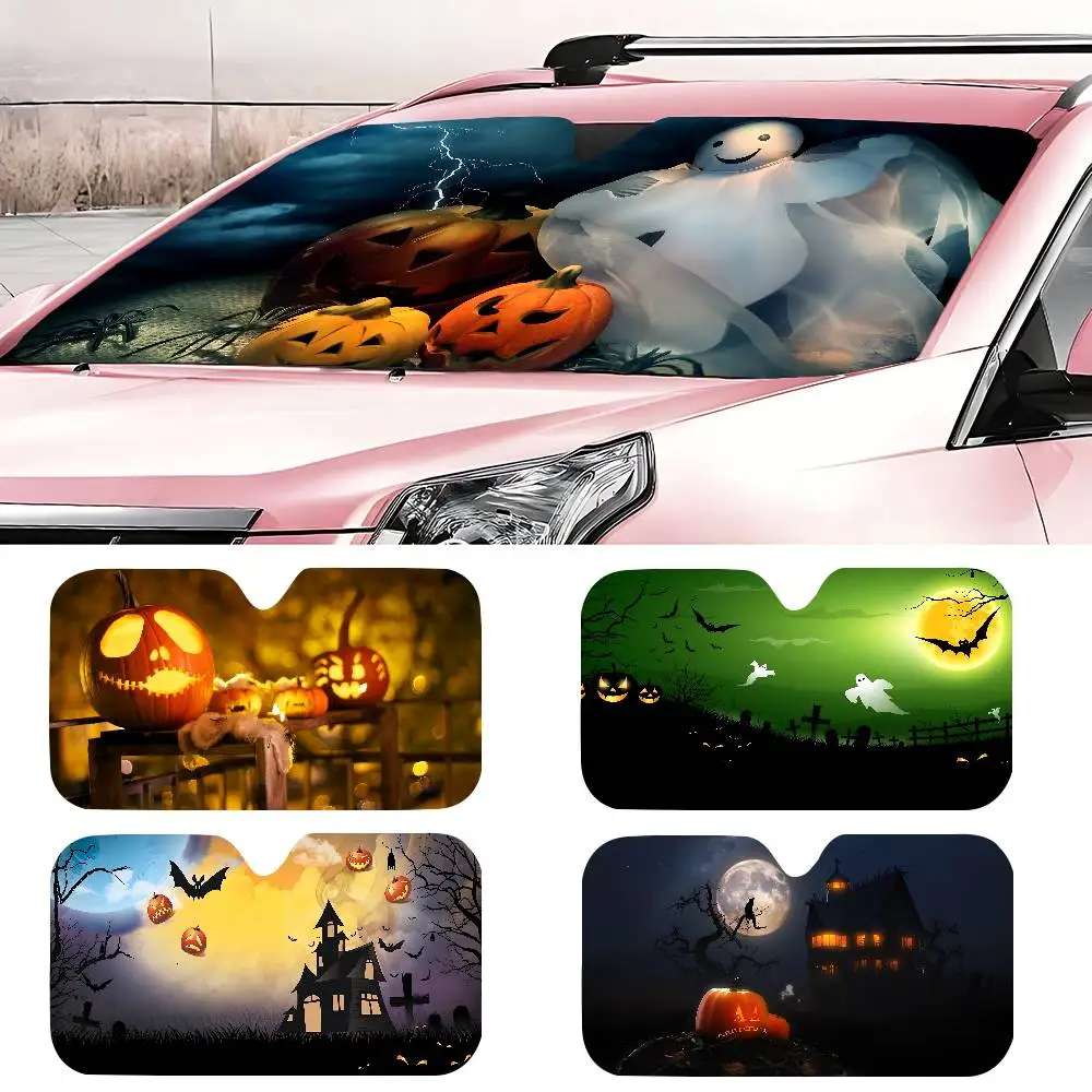 

Halloween Windshield Sun Shade For Sedans,51.2" X 27.5"Upgraded Car Sunshade For Front Windshield Visor Protector