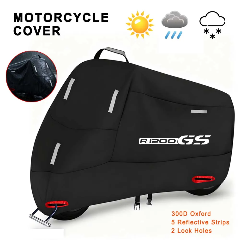 

Motorcycle Cover Waterproof Dustproof Windproof Bird Droppings Reflective UV Protective Moto Rain Cover for R1200GS R 1200 GS
