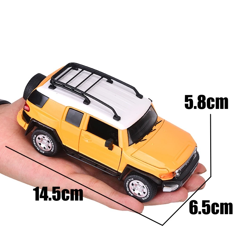 1/32 TOYOTA Cruiser FJ Toy Car Model Diecast Alloy SUV Off Road Collection Pull Back Sound & Light Gift For Children Kid Boys