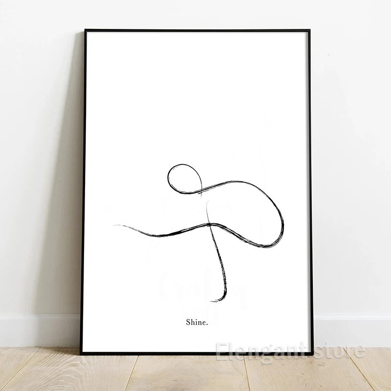 Yoga Wall Art Print Meditation Poster Yoga Symbol Breath Quote Canvas Painting Black White Wall Art Picture Gym Decor Yoga Gift