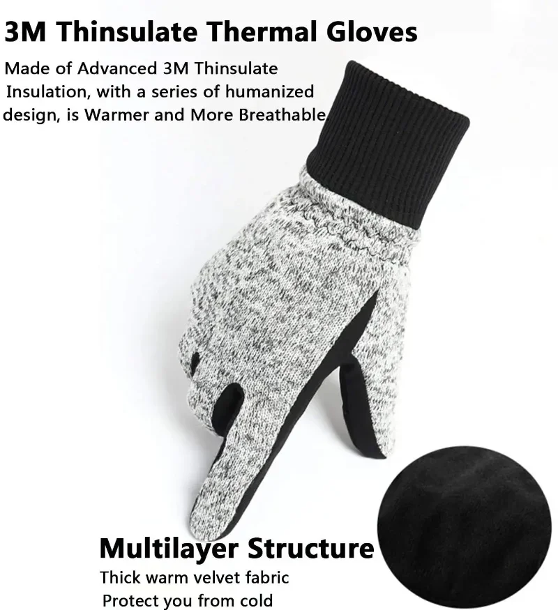 Winter Gloves -20℉ Thinsulate Thermal Cold Weather Warm Gloves Running Gloves Touchscreen Bike for Men Women