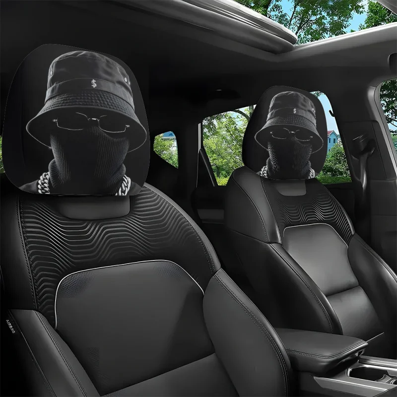 Capas de Apoio de Cabeça para Carro com Estampa de Homem Máscara Hip Hop, Protetor Universal Decorativo para Encosto de Banco Automotivo