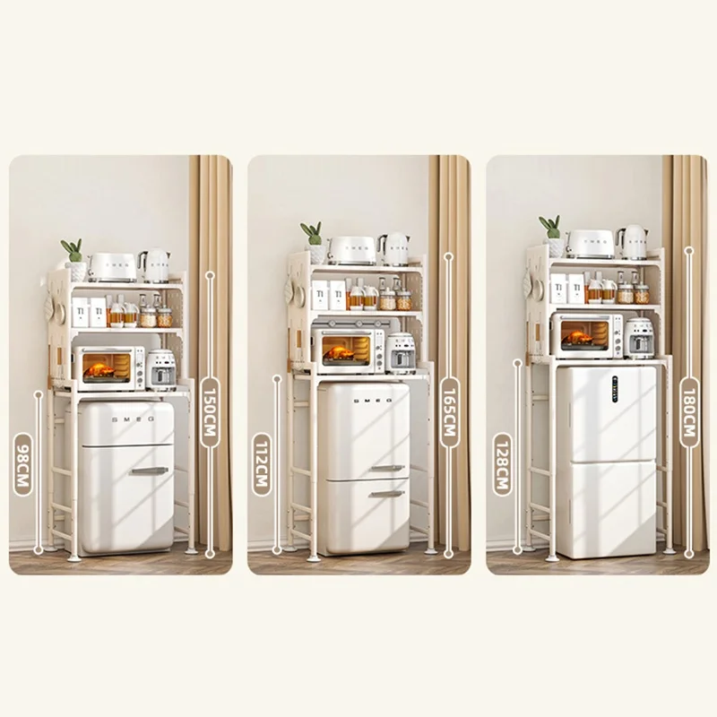 Small Household Oven Microwave Shelf Floor-to-Ceiling Kitchen Storage Rack Above Refrigerator