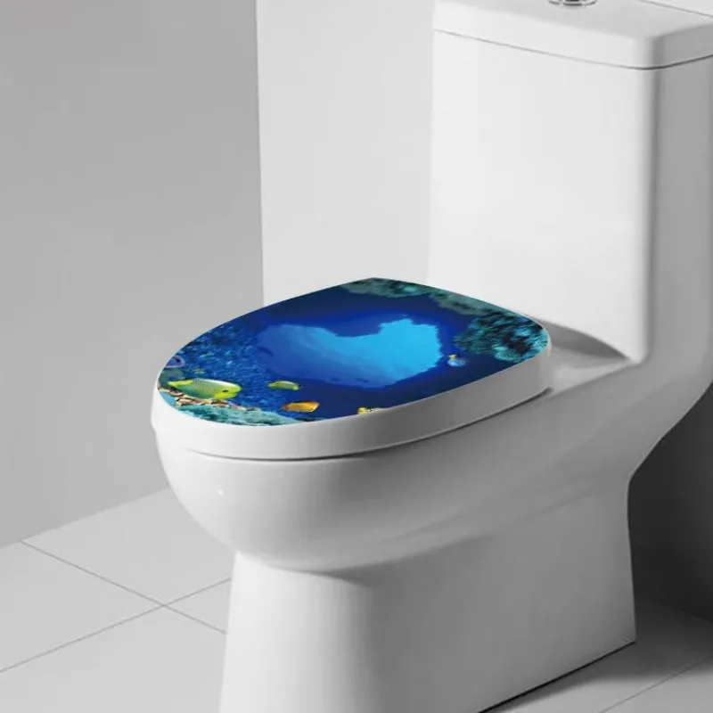 1pc Sea World Toilet Seat Sticker - Self Adhesive Bathroom Decor Home Decor Sticker 2025 Christmas