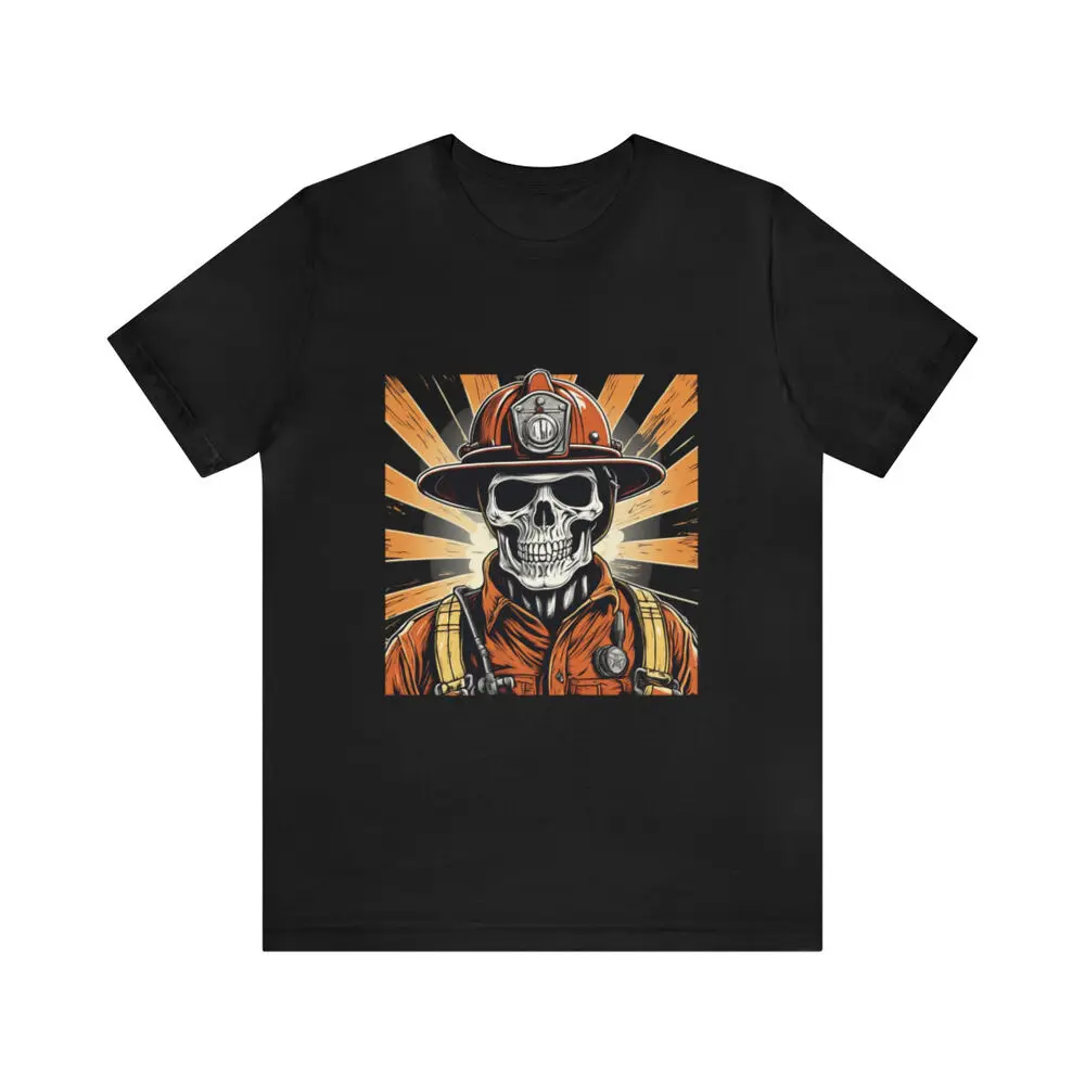 Skeleton Fireman Rescue Halloween For Him Husband Boyfriend Shirt For Men Women Summer Tees Cotton Luxury Brand Oversized