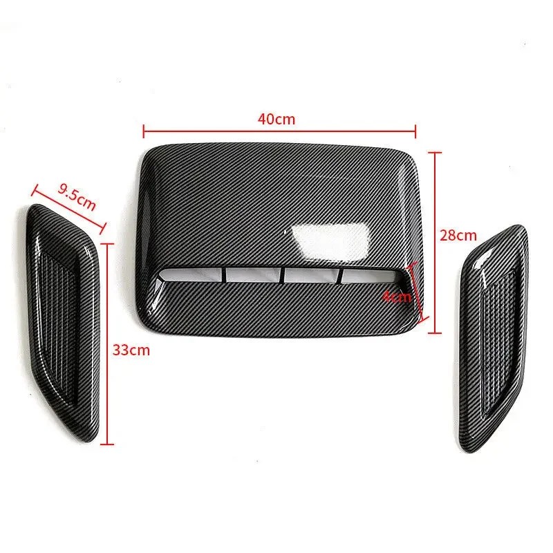 Universal DIY Car Vent Duct Air Flow Hood Grille Trim Scoop Bonnet Decor Cover carbon fiber look glossy finish