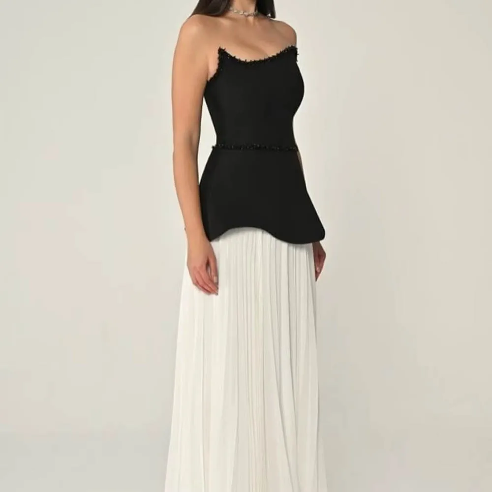 

Customized Strapless Backless Sleeveless Evening Dresses Two-Piece Set Vestidos De Noche Floor-Length Prom Gowns