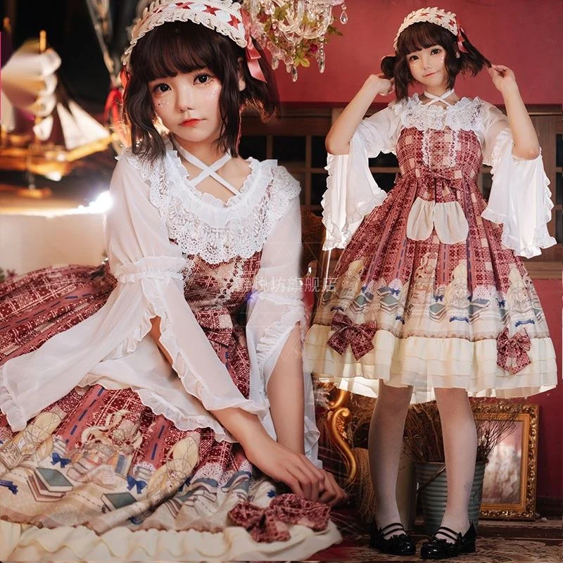 

Original Red Lolita Princess Dress Girl Tower Cute and sweet everyday JSK halter dress