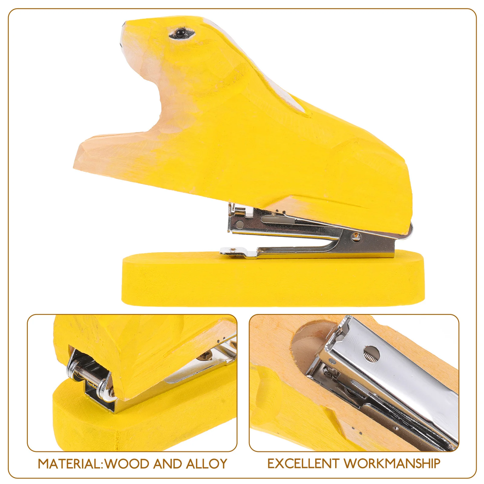 

Animal Shape Stapler Handmade Wood Desk Stapler Practical Office Supplies Decorative Desktop Organizer Paper Clips