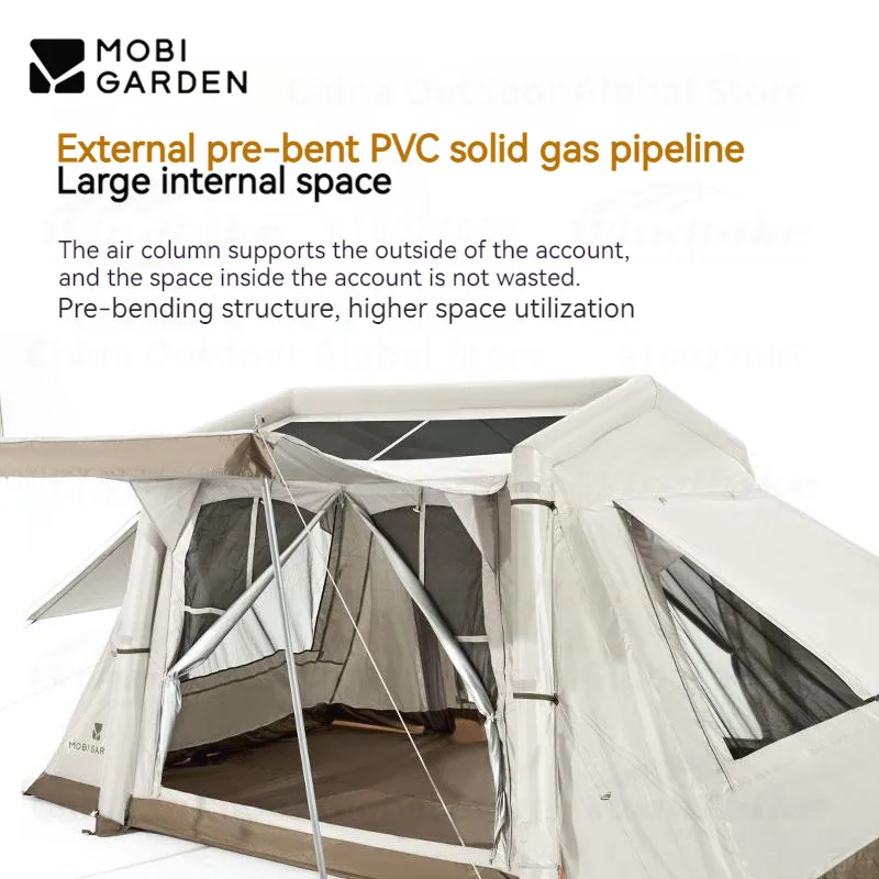 MOBI GARDEN 10.92㎡Large Space Ridge Tent Outdoor Camping Integrated Air Column Inflatable Tent Breathable Skylight With Inflator