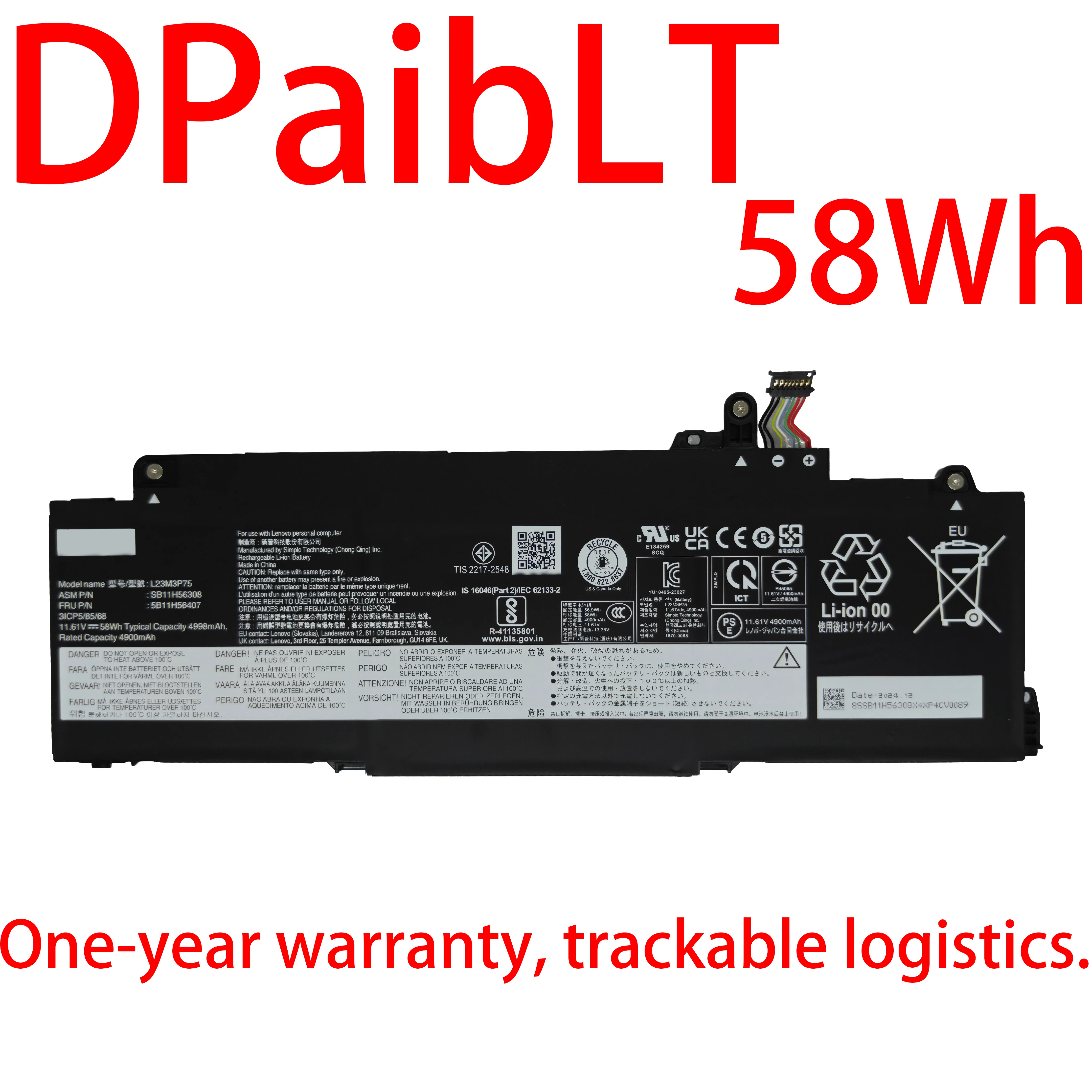 

DPaibLT НОВЫЙ 58Wh 11.61V L23M3P75 L23B3P75 L23C3P75 L23D3P75 L23L3P75 АККУМУЛЯТОР ДЛЯ НОУТБУКА Lenovo ThinkPad T14S GEN6 21N1000 Series