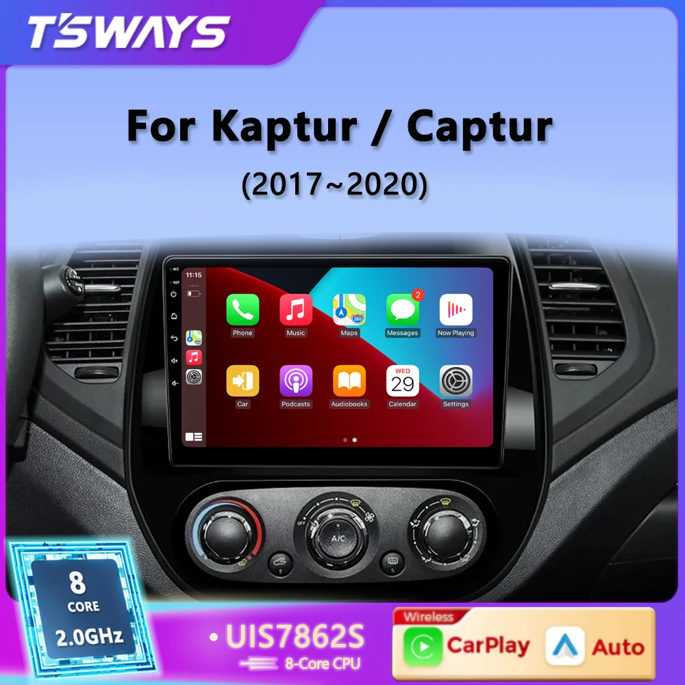 Tsways Car Radio For Renault Kaptur Captur Clio Samsung QM3 2017 2018 2019 2020 Multimedia Android 12 Auto Wireless Carplay 2DIN