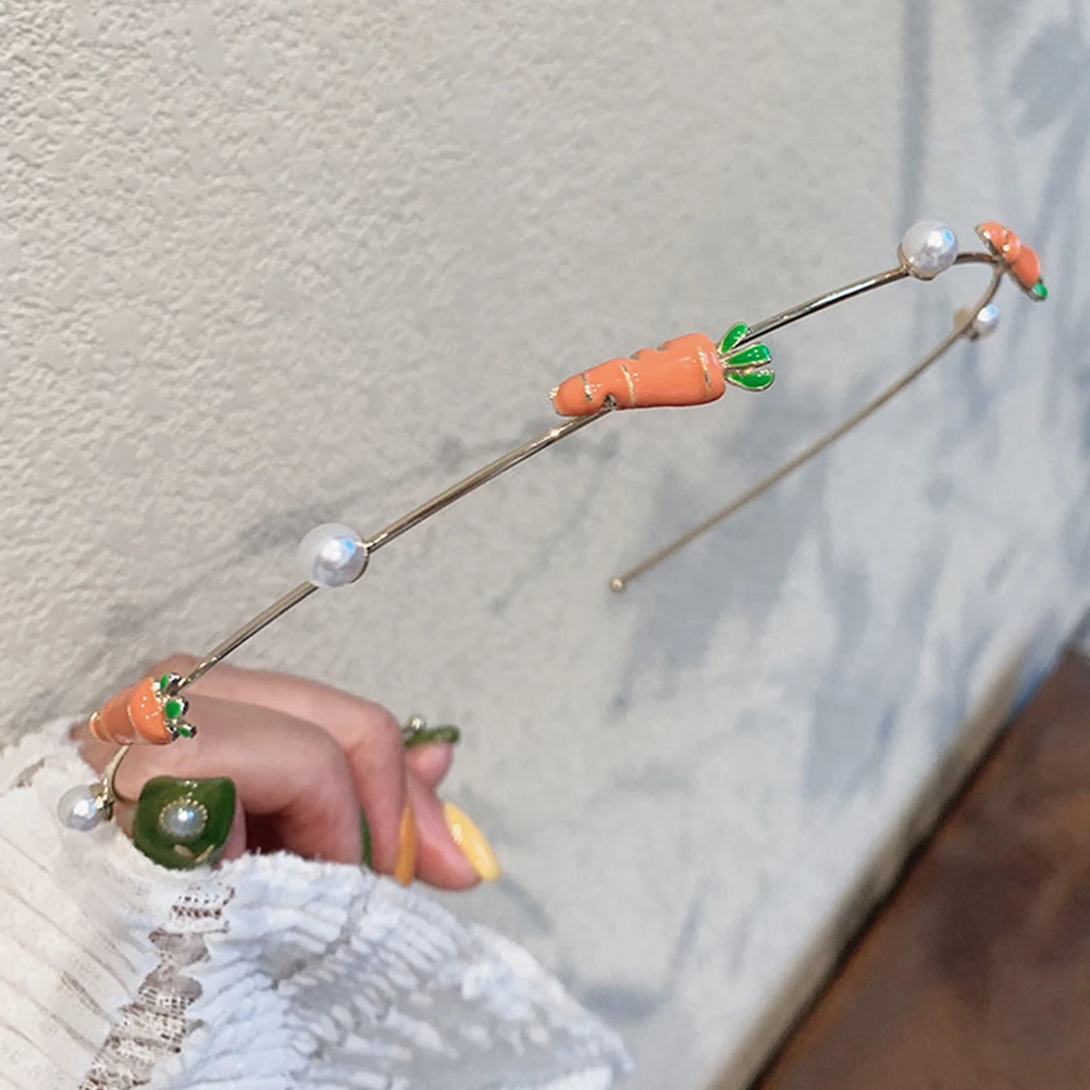 

Carrot Hair Headband Accessories Alloy Pearl Cute Headbands For Women Girls Elegant Lovable Decorative Party Wedding Wash Face