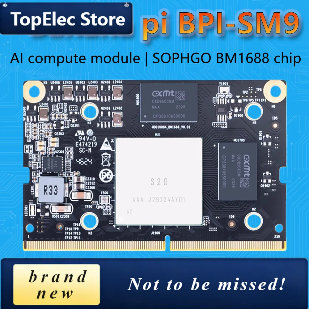 TopElec BPI-SM9 SOPHGO BM1688 16-ENC-A3 8GB LPDDR4 32GB eMMC CA53 1.6GHz 16 HD video intelligent analysis Industrial Computer