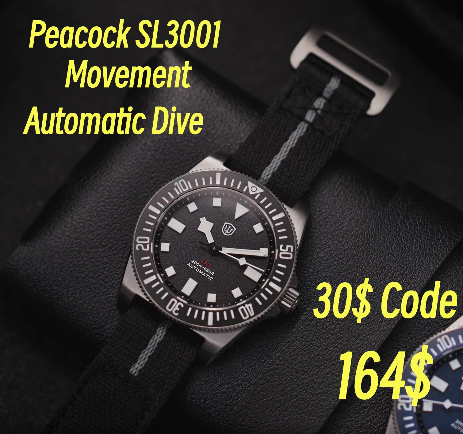 Watchdives Neue EXD 40mm Titan Automatik-Taucheruhr Peacock SL3001 28800VPH Saphir Keramik-Lünette 200M BGW9 Lume Werkzeug-Uhr
