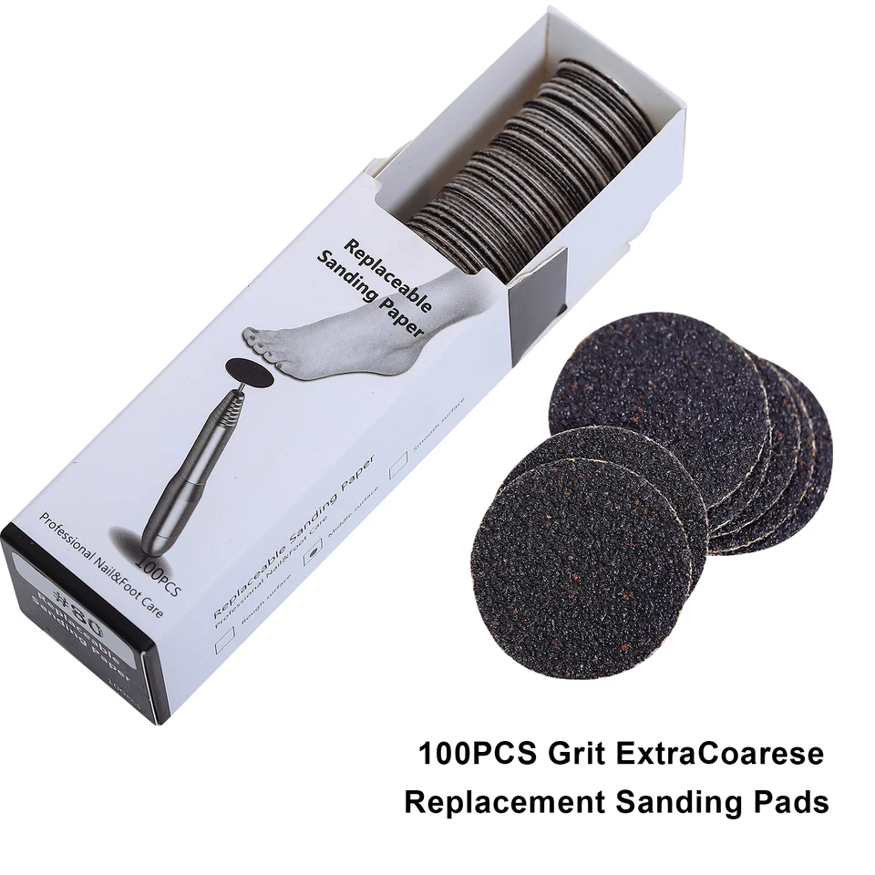 Discos de Papel de Lija Repuestos 3/32'' Eje Disco Metálico para Eliminación de Piel Muerta Callos 25mm Lima de Pies Manicure Pedicure 2