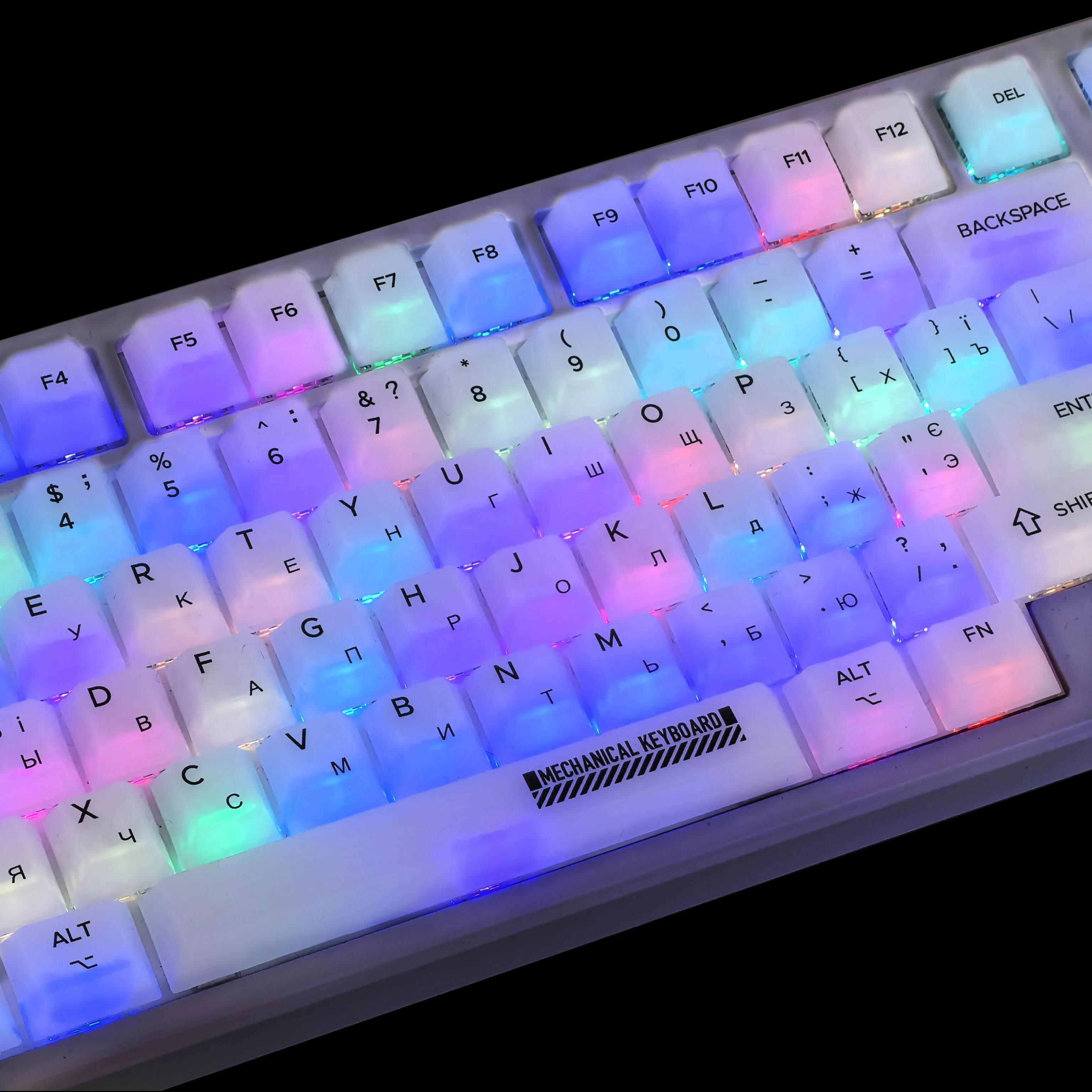 

Russian/Korean/English Mist White Transparent keycaps Ice Crystal Cherry Profile Key Cap for RGB Mechanical Gaming Keyboards