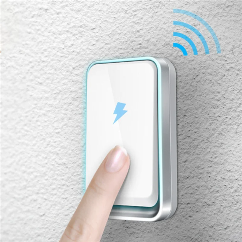 ABGI-جرس باب لاسلكي مقاوم للماء جرس رنين ذكي للمنزل يعمل بالطاقة الذاتية ولا يتطلب بطارية قابس الاتحاد الأوروبي اللاسلكي