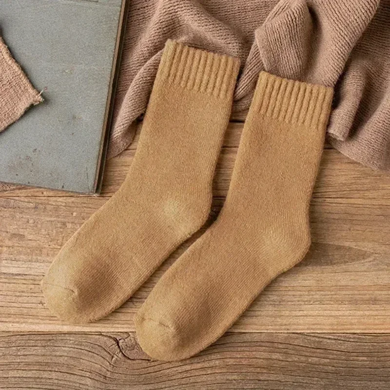 2024 New Winter Super Thicker Warm Wool Male Men Women Socks Solid Socks Merino Wool  Against Cold Snow Terry Socks