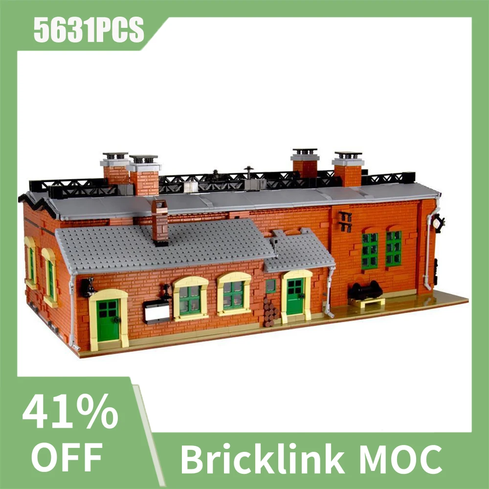 NEW 5631PCS City Hot Selling Street View Moc Modular Locomotive sheds model DIY creative ideas Child Toy christmas Gift Blocks