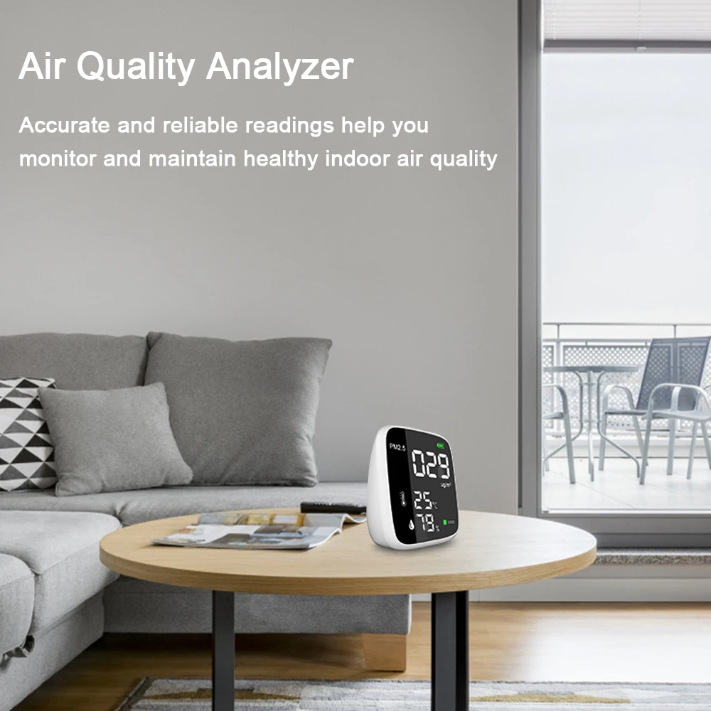 Rilevatore PM2.5 portatile ricaricabile USB Termoigrometro multifunzionale Rilevatore d'aria domestica Analizzatore di qualità dell'aria interna Househol