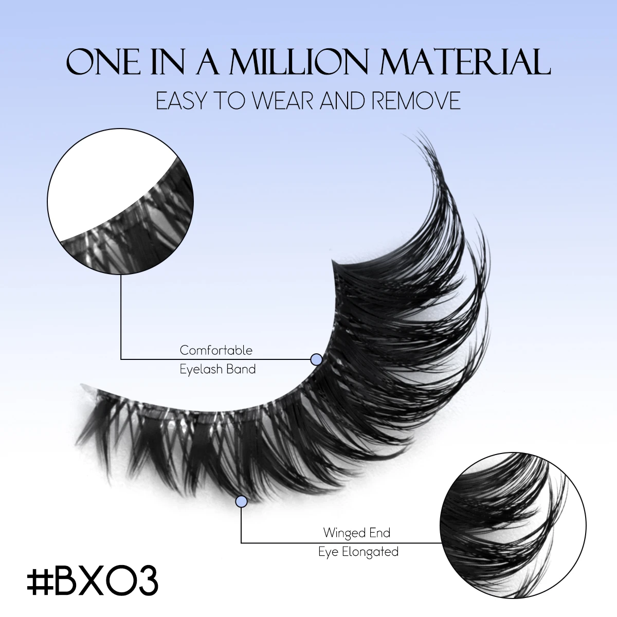 GROINNEYA Ciglia Cat Eye 5 paia Ciglia finte naturali Ciglia a fascia trasparente Ciglia naturali lunghe con estremità alate Ciglia allungate Trucco