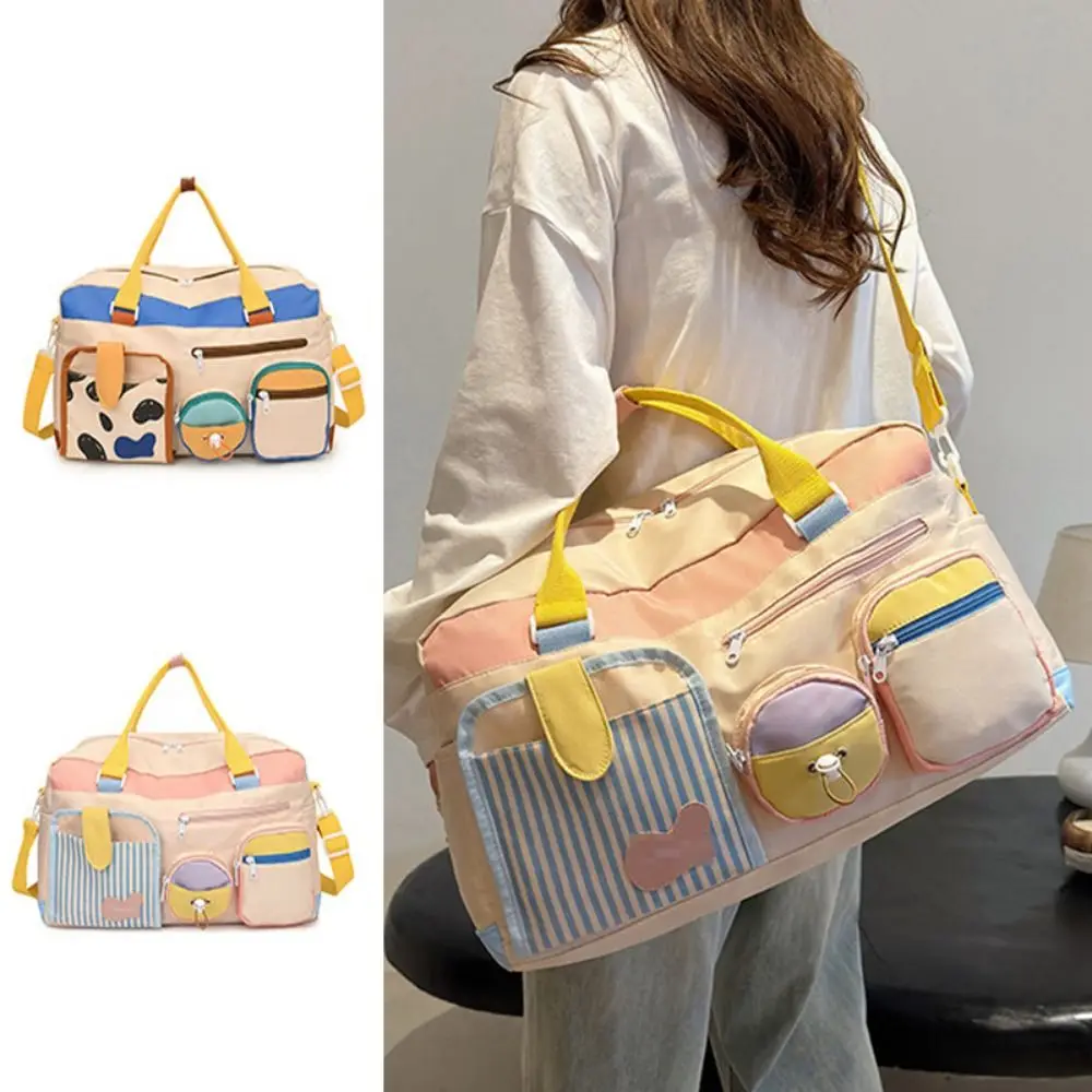 Kawaii السفر القماش الخشن حقيبة الرطب الجاف فصل المحمولة المرأة اللياقة البدنية حقيبة يد دائم Crossbody حقيبة أمتعة السفر