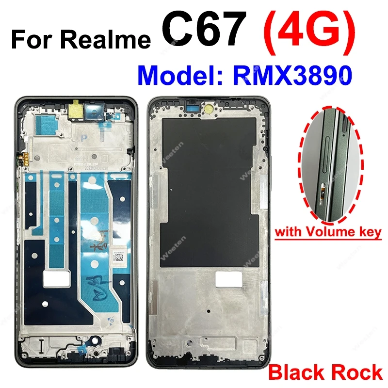 Middle Housing For Realme C67 4G 5G RMX3890 Front LCD Housing Middle Frame Holder Cover Replacement