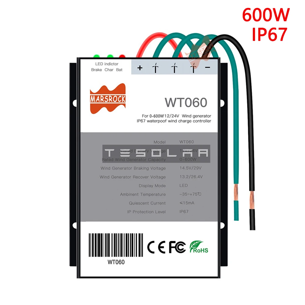 

600W Mini Wind Turbine Generator Controller IP67 Waterproof 12V 24V Auto Windmill Regulator AutoLead acid battery, gel battery