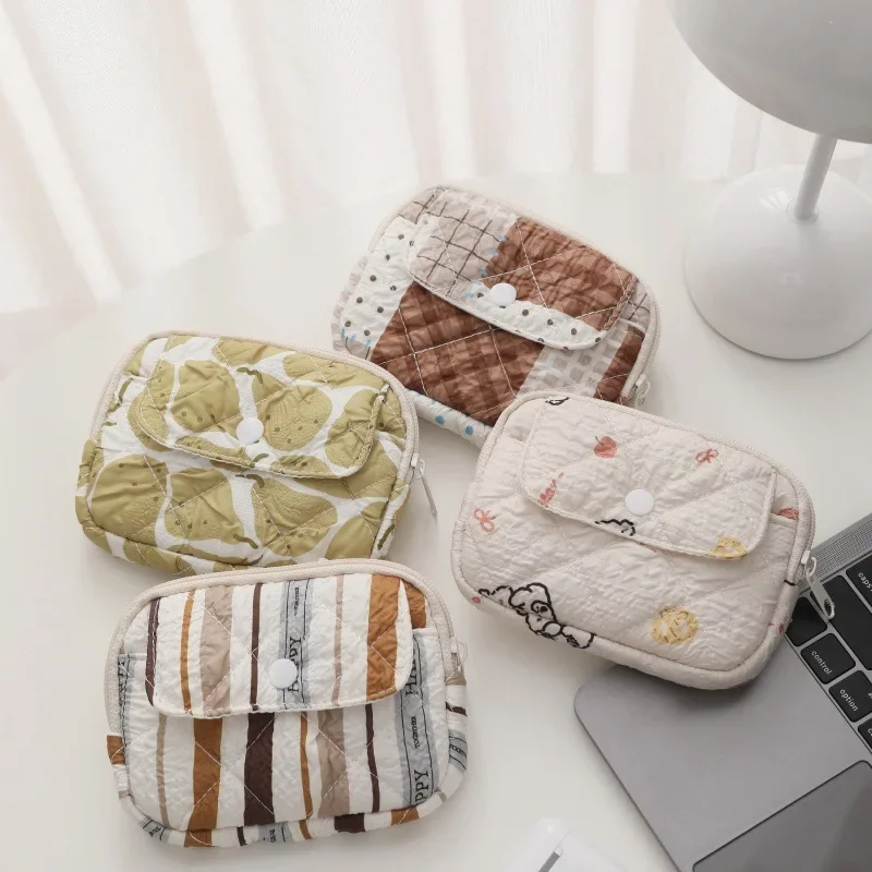 Women's Coin Purses Japanese Striped Polka Dot Cute Kawaii Sweet Coin Purses Compact Portable High Quality Card Key Storage Bag