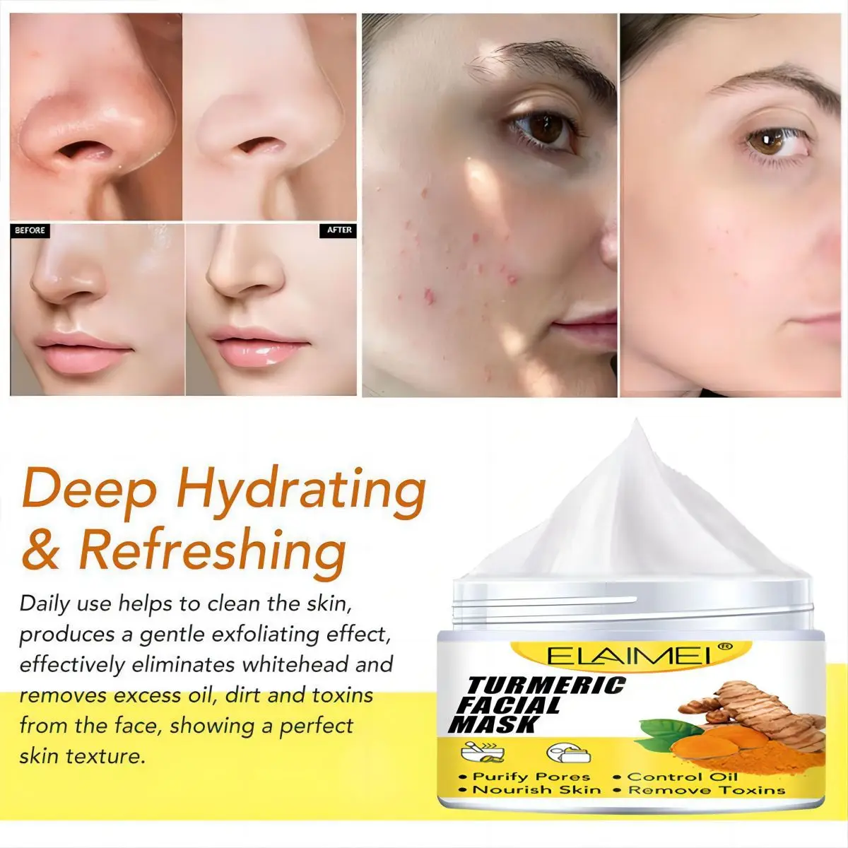 

turmeric cleaning facial mask can lighten spots, shrink pores, brighten skin tone and control oil
