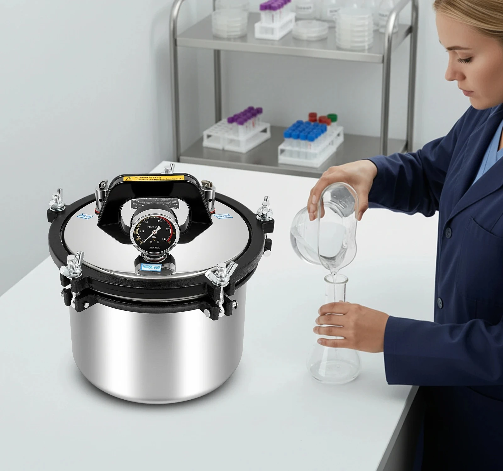 8 Lab Autoclave, Por   Steam Autoclave for Lab Equipment, 1.2KW 264.2? Stainless Steel High Pressure Steam Cleanin