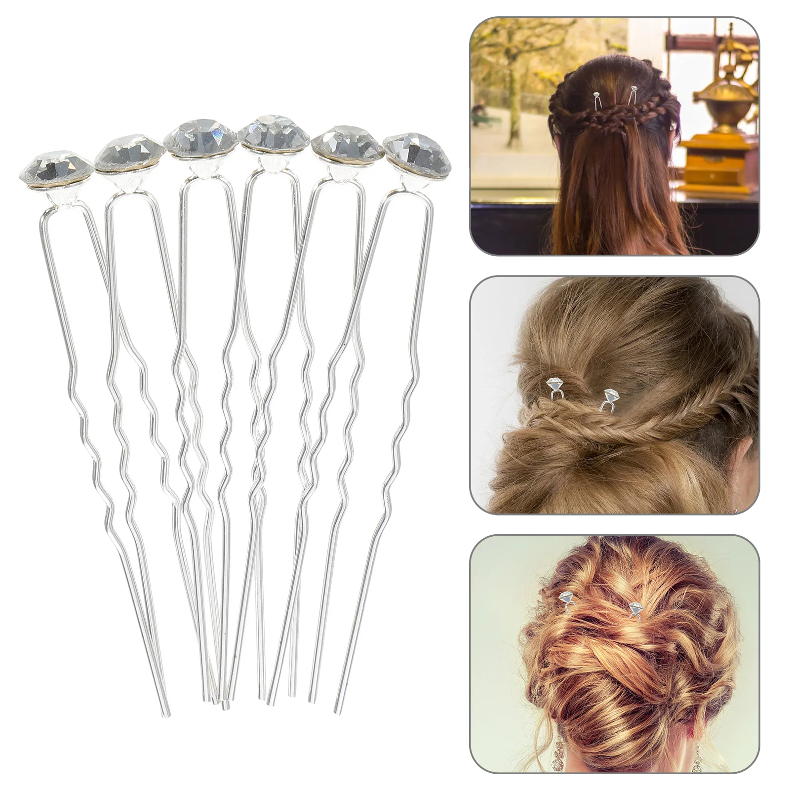 

40pcs Rhinestone Hairpin U Shaped Alloy Stick Wedding Updo Accessories For Women Elegant Bun Pins Dangle Sticks Long Pin Chignon