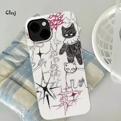 Clmj-funda de silicona con diseño de gato para iPhone, carcasa de silicona para modelos 13, 12 Mini, 11, 15, 14 Pro, Se 2020, XR, X, XS Max, 7, 8 Plus, Y2K