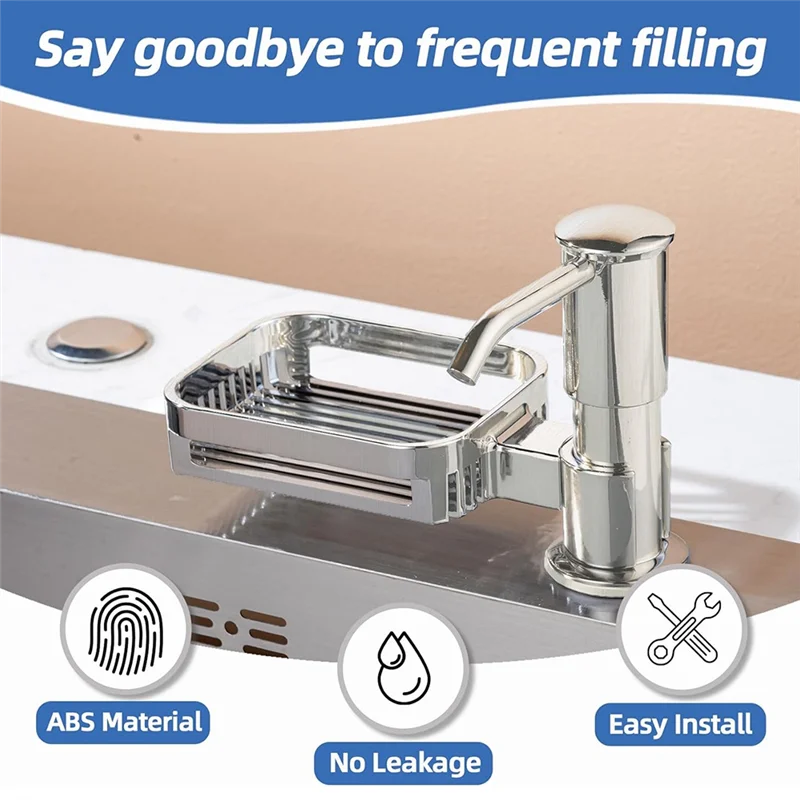【Superdeals】Soap Dispenser For Kitchen Sink, Built In Soap Dispenser Pump With Sponge Holder, Under Counter ABS Pump Heads