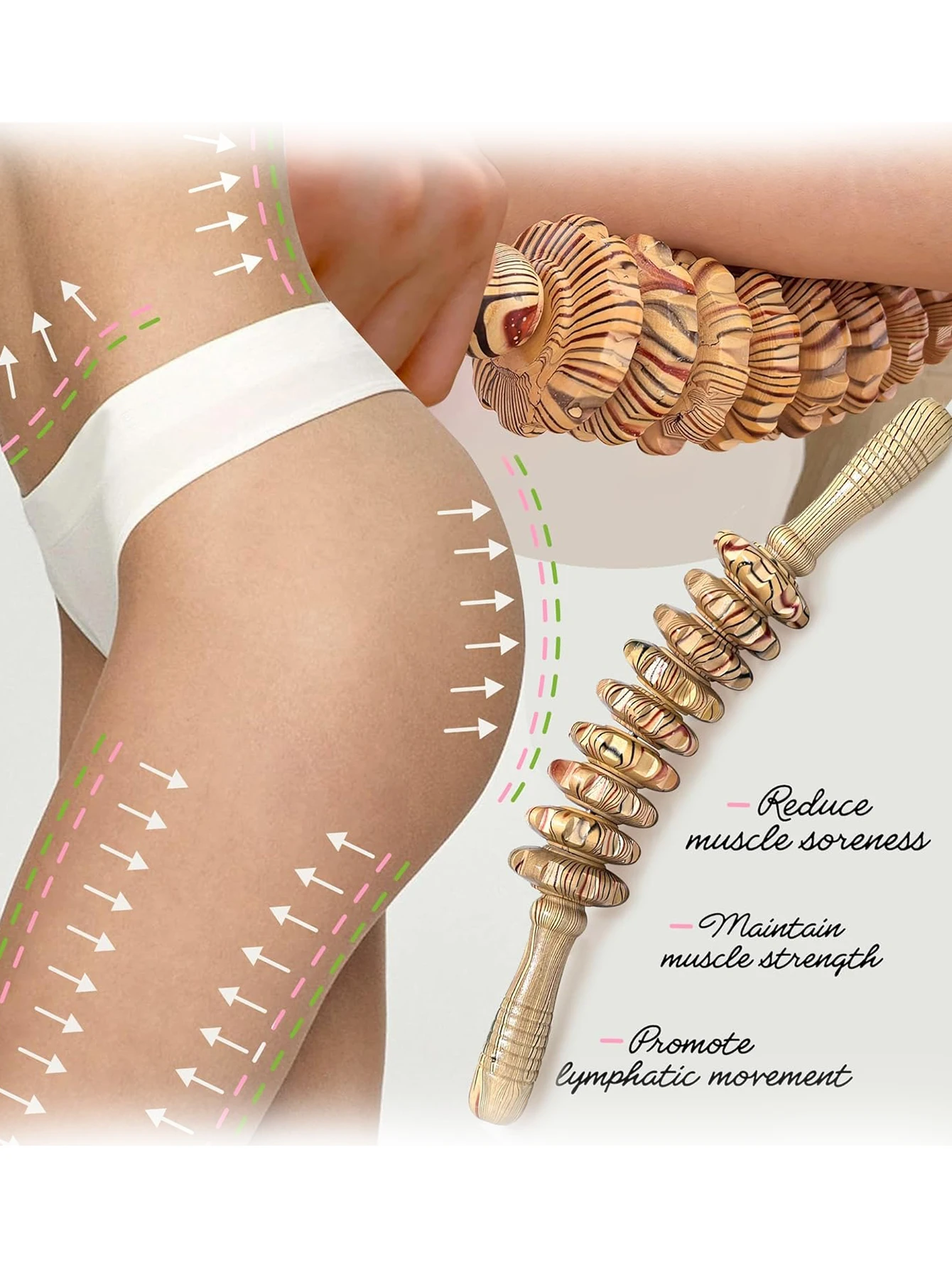 Multifunctional Wooden Massage Roller for Full-Body Muscle Relief Smooth Polished Abdominal Massager Portable Stress-reducing