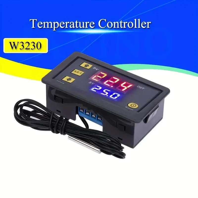 W3230 DC 12V 24V AC110-220V Probe Line Digital Temperature Control LED Thermostat Regulator Heat/Cooling Control Thermoregulator