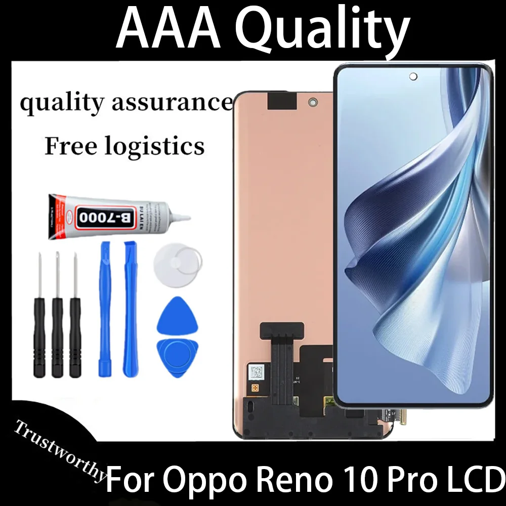 AMOLED For Oppo Reno 10 Pro CPH2525 LCD Display Display+Touch Frame For Reno10 Pro CPH2525 Screen