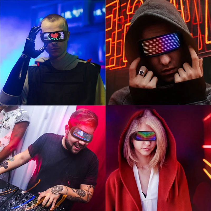 

ABFA светящиеся очки, светящаяся светодиодная маска, Bluetooth светодиодные блестящие очки, электронные очки с козырьком для вечеринки, бара, пасхальный подарок