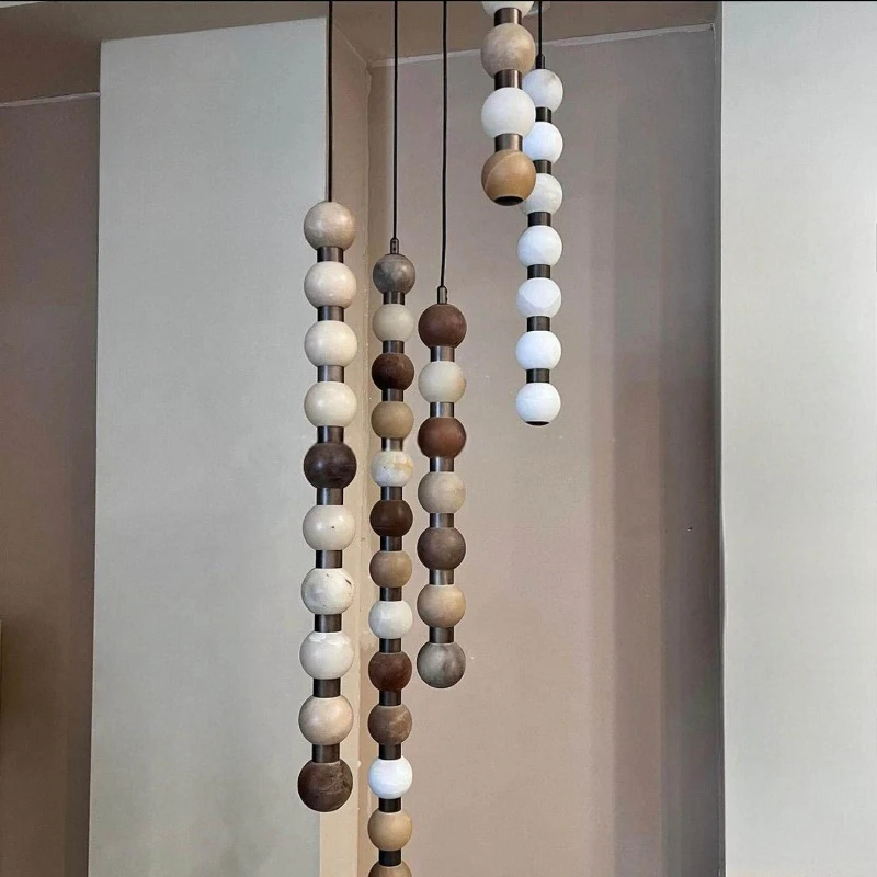 

French Wabi-Sabi Spanish Alabaster Pendant Light, Porch & Aisle Chandelier, Bedroom Bedside Background Wall Ambient Lamp