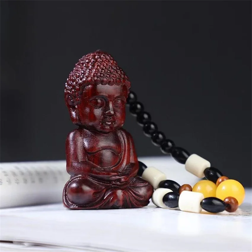 Hot Selling Purple sandal wood Buddha statue keychain Pendant Wooden Wooden Pot Pixiu gourd long Handheld Pendant Antique jewelr