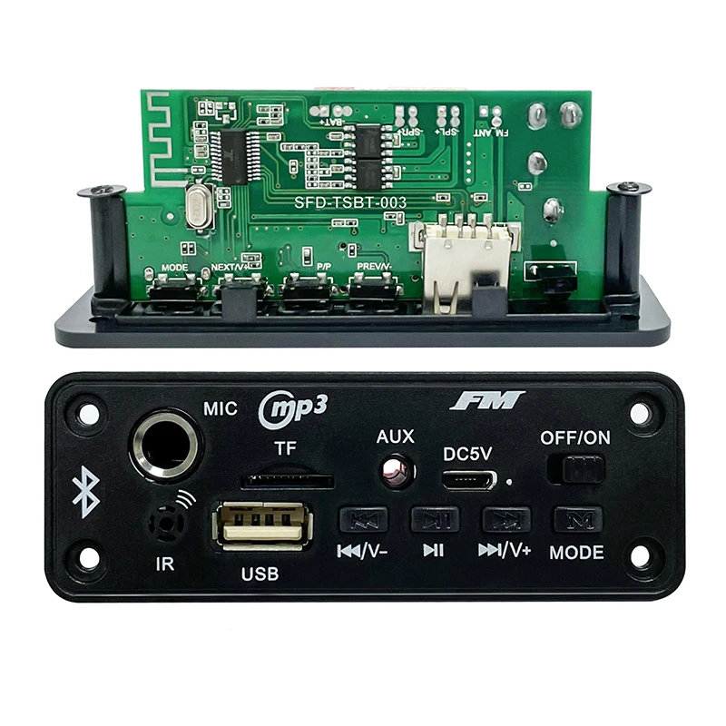 AMPLIFICADOR Bluetooth de 10W y 6W, placa decodificadora de MP3, micrófono, reproductor Mp3 para coche, recarga de módulo de Radio FM, micrófono TF, amplificador USB